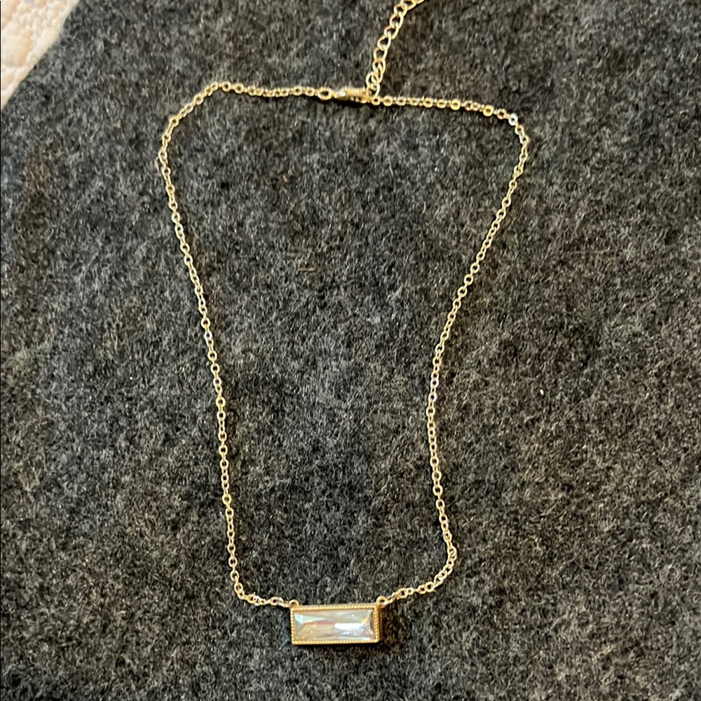 Gold and Silver Minimalist Necklace with Rectangular Pendant